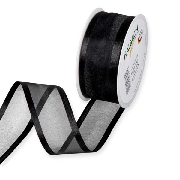 Geschenkband Chiffon Stripes 40mm/25Meter schwarz