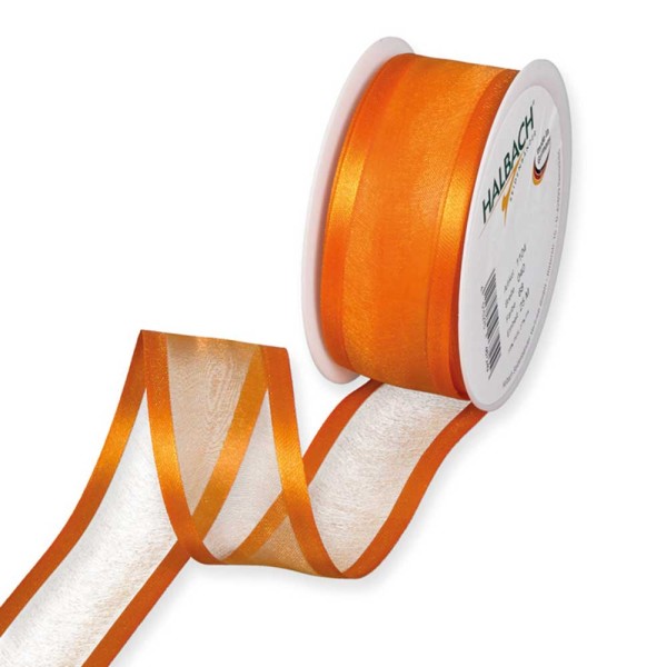 Geschenkband Chiffon Stripes 40mm/25Meter orange