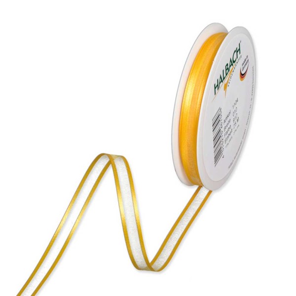 Geschenkband Chiffon Stripes 10mm/25Meter gelb